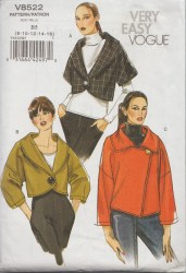 8522 EZ VOG KIMONO COLLAR 1 BUTTON JACKETS PATTERN 8-16